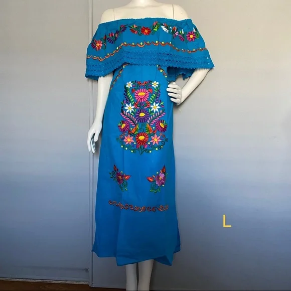 chinese dress ladies ABEHIK Mexican Dress for Women Traditional Off Shoulder Embroidered Present  Casual Sexy Lace Long Maxi Dress Summer Floral Print Cinco de Mayo Fiesta  Dresses Black S at Amazon Women's Clothing store main image 0